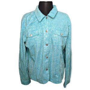 Bamboo Traders Light Teal Button Down Jacket Size XL